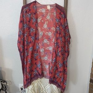 Pink and blue floral shrug/kimono/cover up
